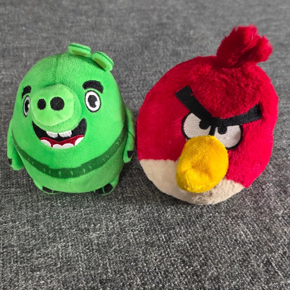 Angry Birds Plush Lot Red Bird King Pig Jazwares Good Stuff 2011 5" Rovio